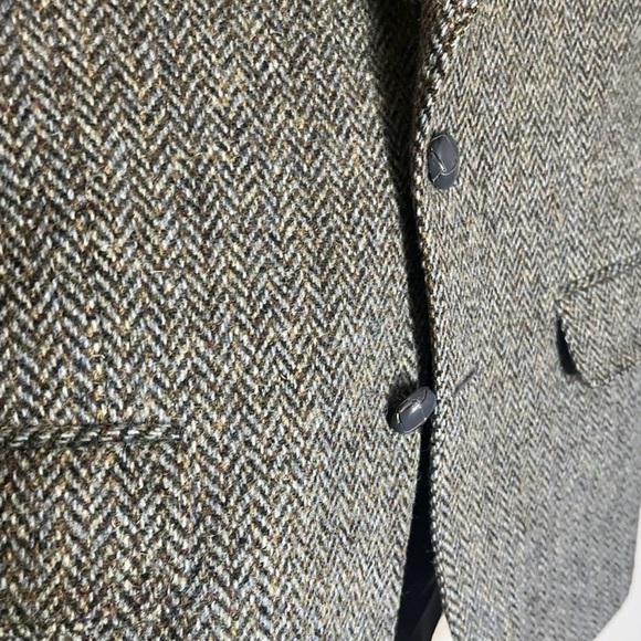 Harris Tweed Vintage Herringbone Wool Blazer Hector Russell Kiltmaker Gray - Picture 3 of 12